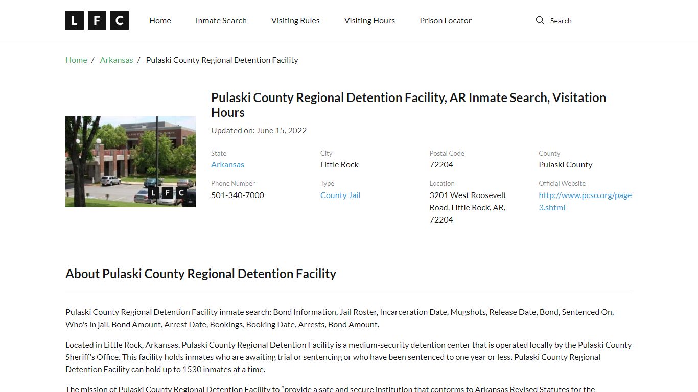 Pulaski County Regional Detention Facility, AR Inmate ...